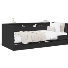 vidaXL Daybed with Drawers Black Sofa 203cm 3-seter