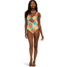 Women - Yellow Swimsuits Beach Riot Tyler One-Piece Neon Blooms Waffle Women's Swimsuits One Piece Multi