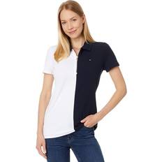 Blue - Women Polo Shirts Tommy Hilfiger Women's Colorblock Zip-Front Polo Shirt Brtwht/sky