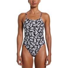 Nike White Swimsuits Nike Women's Multi Print Cutout One Piece, 32, White