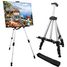 Easels Artist easel stand metal tripod adjustable easel for painting canvases height. Silver 2.14 Pounds