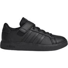 Adidas Kid's Grand Court Elastic Lace And Top Strap - Core Black/Core Black/Grey Six