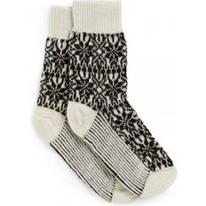 Nostebarn Medium Thick Wool Socks - Natural White/Dark Brown