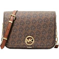 Michael Kors Damen Umhängetaschen Michael Kors Delancey Medium Empire Signature Logo Messenger Bag - Brown/Luggage