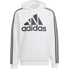 Adidas Men's Essentials Fleece 3 Stripes Logo Hoodie - White/Black