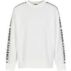 Armani Exchange White Sweaters Armani Exchange Men's Long Sleeve Logo Tape Fleece Sweatshirt - White