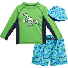 UV Sets Sold by: Lucky 21, Boys Rash Guard Set UPF Rash Guard Swim Shirt Bathing Suit Bucket Hat Swimwear 2T-7