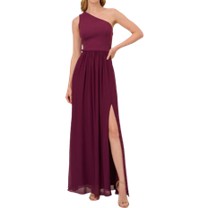 Adrianna Papell One Shoulder Chiffon Long Gown - Cassis