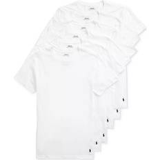 Men - White Tops Polo Ralph Lauren Cotton Classic Crew Neck T-shirt 6-pack - White/Cruise Navy