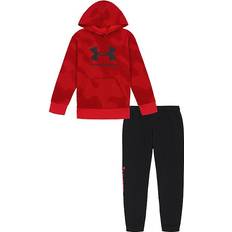 Under Armour Kid's Long Sleeve Big Logo Lino Wave Hoodie & Jogger Pants Set - Red