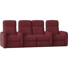 Latitude Run Home Theater Seating with Cup Holder Smartsuede Sangria Sofa 112" 4 Seater
