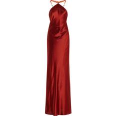 Staud Cadence Bead-Detailed Satin Maxi Dress Red Moda Operandi US 10