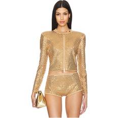 Gold - Women Shorts Retrofete Mali Embelllished Knit Jacket