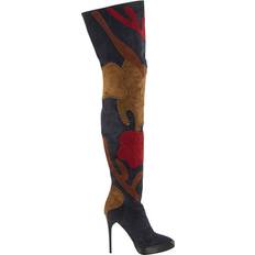 Burberry High Boots Burberry Allison Suede Patchwork Thigh-high Boots