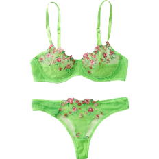 Women Lingerie Sets Shein Lingerie set with flower embroidery, mesh underwire