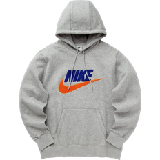 Nike Hoodies - Men Sweaters Nike Men's Club Fleece Pullover Hoodie - Dark Grey Heather/Light Smoke Grey/Safety Orange
