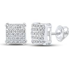 Men Earrings Diamond Deal Square Earrings - White Gold/Diamonds