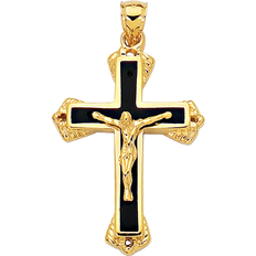 Black Jewelry Jewelry Affairs Crucifix Cross Pendant - Gold/Black