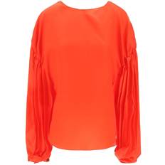 Red - Women Blouses Khaite "Quico Blouse With Puffed Sleeves