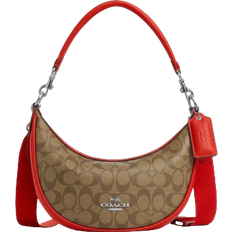 Coach Aria Shoulder Bag In Signature Canvas - Silver/Khaki/Miami Red