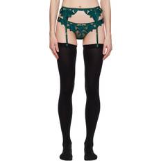 Women Garter Belts Fleur Du Mal Green Lily Embroidery Garter Belt 0371 Evergreen