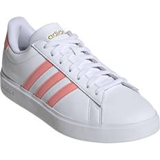 Racket Sport Shoes Adidas Grand Court Life Style Sneaker in White/Pink/Gold
