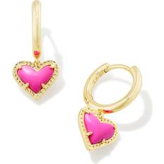 Kendra Scott Earrings Kendra Scott Ari Heart Gold Huggie Earrings Neon Pink Magnesite One Size