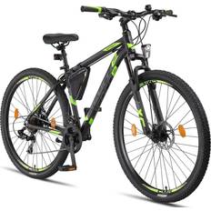 Mountain bike Licorne Bike Effect Premium Mountain Bike 29 Inch, 21 Speed Gear - Black/Lime Herrenfahrrad