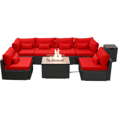 DINELI Sofa with Gas Fire Pit Table Outdoor Lounge Set