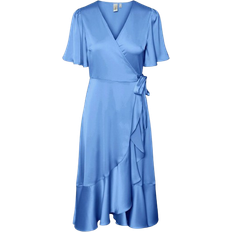 Dame - Polyester Kjoler Y.A.S Thea Wrap Dress - Ashleigh Blue