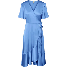 V-hals Kjoler Y.A.S Thea Wrap Dress - Ashleigh Blue