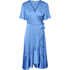 Blau - Damen Kleider Y.A.S Thea Wrap Dress - Ashleigh Blue