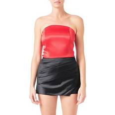 Red - Women Corsets Endless Rose Strapless Satin Crop Top