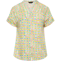 Yours Buttoned Shirt With Square Print - Green