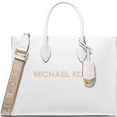 Michael Kors Mirella Medium Pebbled Leather Tote Bag - Optic White