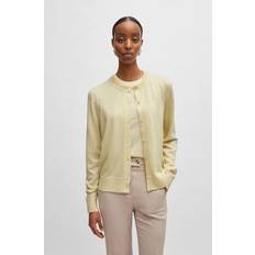 Women - Yellow Cardigans BOSS Crew-neck Cardigan In Merino Wool