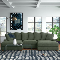 Green Furniture Wade Logan Ashira Green Corduroy Sofa 126.5" 5 5 Seater
