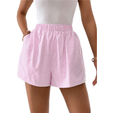 Damen - Rosa Shorts Shein Essnce Women's Stripe Print Casual Shorts