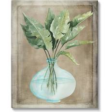 Wall Decorations Stupell Industries Green Plant Leaves Glass Rustic Framed Art 30x30"