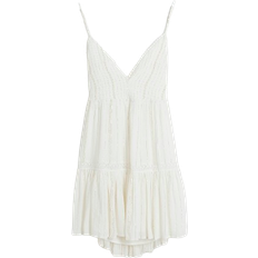 River Island Shirred Tiered Beach Mini Dress - White