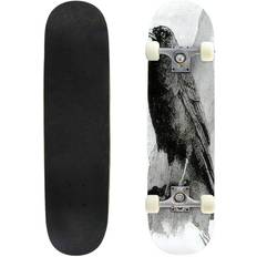 Skateboards Bluenee The Red Legged Or Cornish Crow Is A Bird In The Crow Family That Has Outdoor Skateboard Longboards 31"X8" Pro Complete Skate Board Cruiser