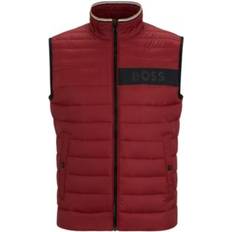 Hugo Boss Men Vests Hugo Boss Men's Water-Repellent Padded Gilet Vest Dark Red 42R