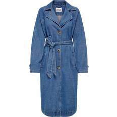 Only Malou Fly Away Collar Buttoned Cuffs Coat - Blue/Medium Blue Denim