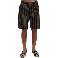 Dolce & Gabbana Red Shorts Dolce & Gabbana Bordeaux Striped Cotton Knee High Men's Shorts