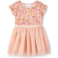 The Children's Place Toddler Girl's Mommy & Me Floral Knit To Woven Dress - Apricot Glow