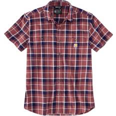 Carhartt Flannel Shirts - M - Men Carhartt Relaxed-Fit Lightweight Short-Sleeve Plaid Shirt for Men Apple Butter Red