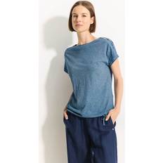 Blau - Damen T-Shirts Cecil Flammgarn T-Shirt