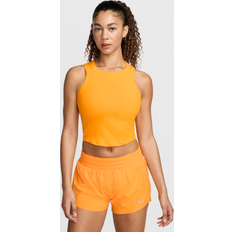 Women - Yellow Tank Tops Nike Women's One Fitted Dri-FIT Cropped Tank Top, Medium, Sundial