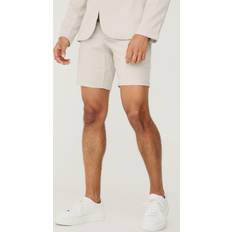 Shorts boohooMAN Mens Textured Slim Fit Suit Shorts Beige
