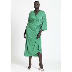 L - Long Dresses - Men Eloquii Plus Draped Skirt Knit Dress Jolly green